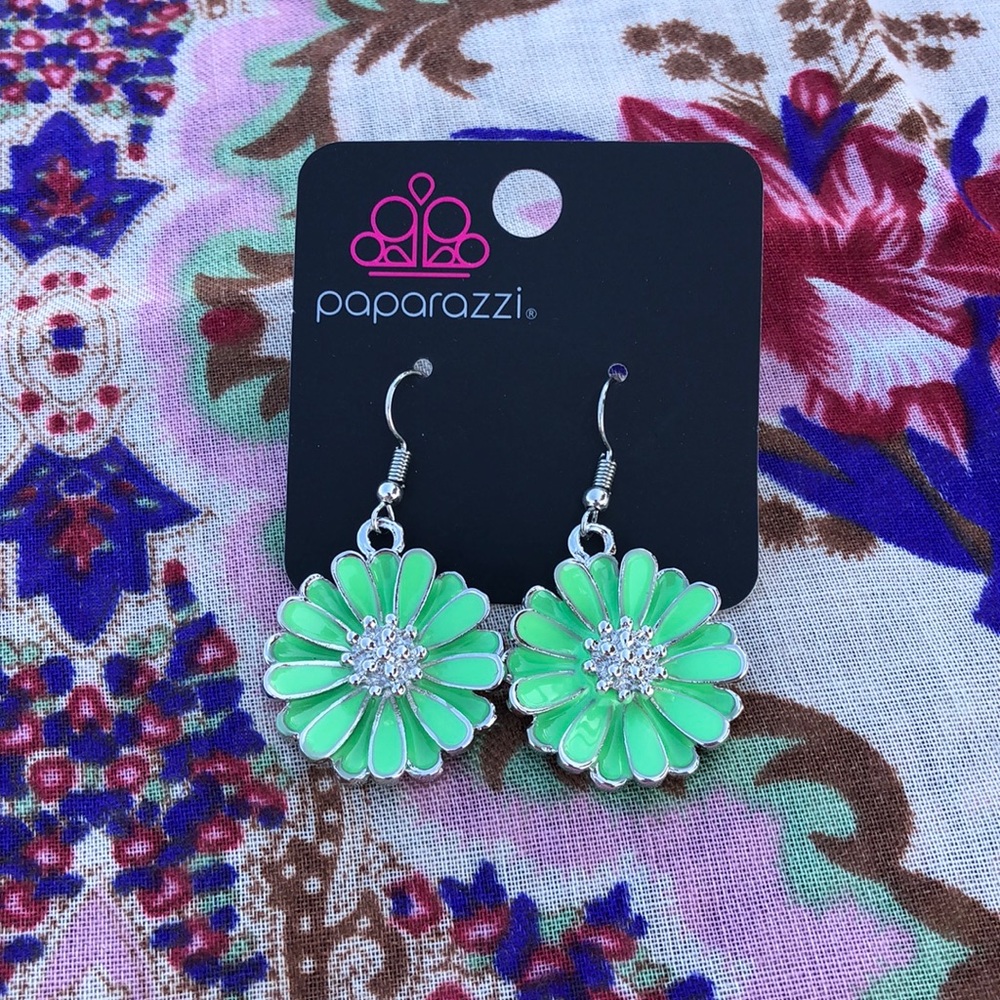 Green Flower Earrings